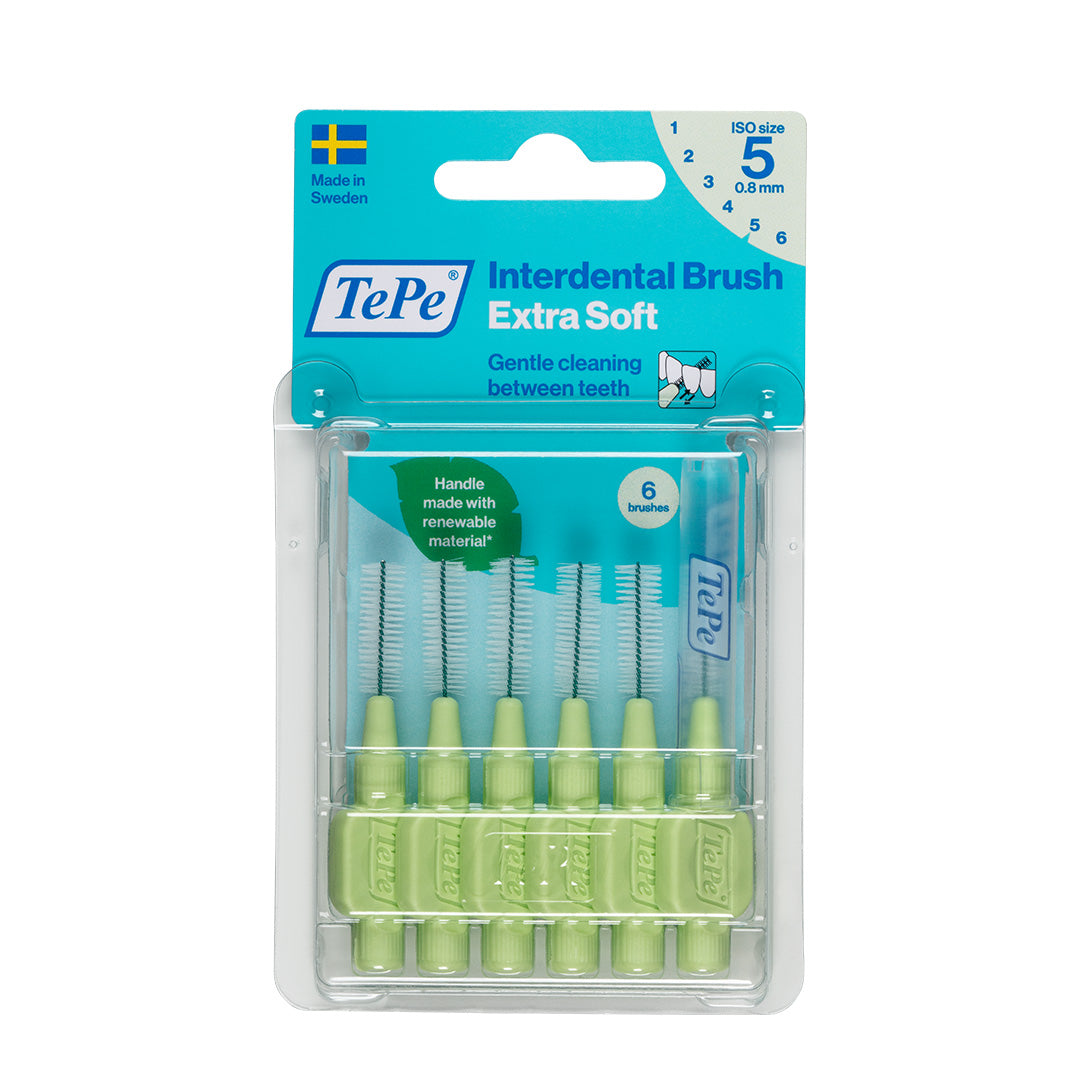 TePe Ekstra Yumuşak (X-Soft) Arayüz Fırçası 0.8 mm Yeşil (6'lı Paket)